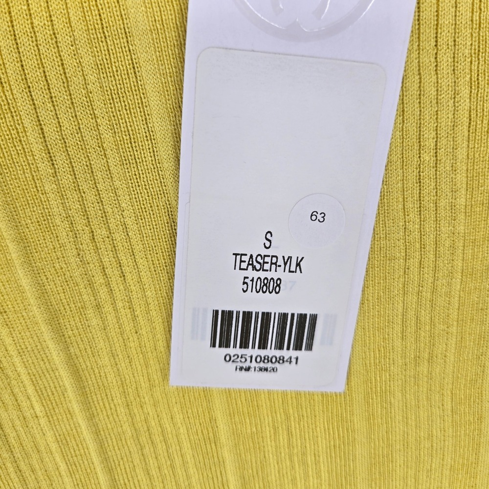 Per Se by Carlisle NEW SMALL Ribbed Silk Knit Top Women Yellow Minimalist Luxury - Picture 4 of 9